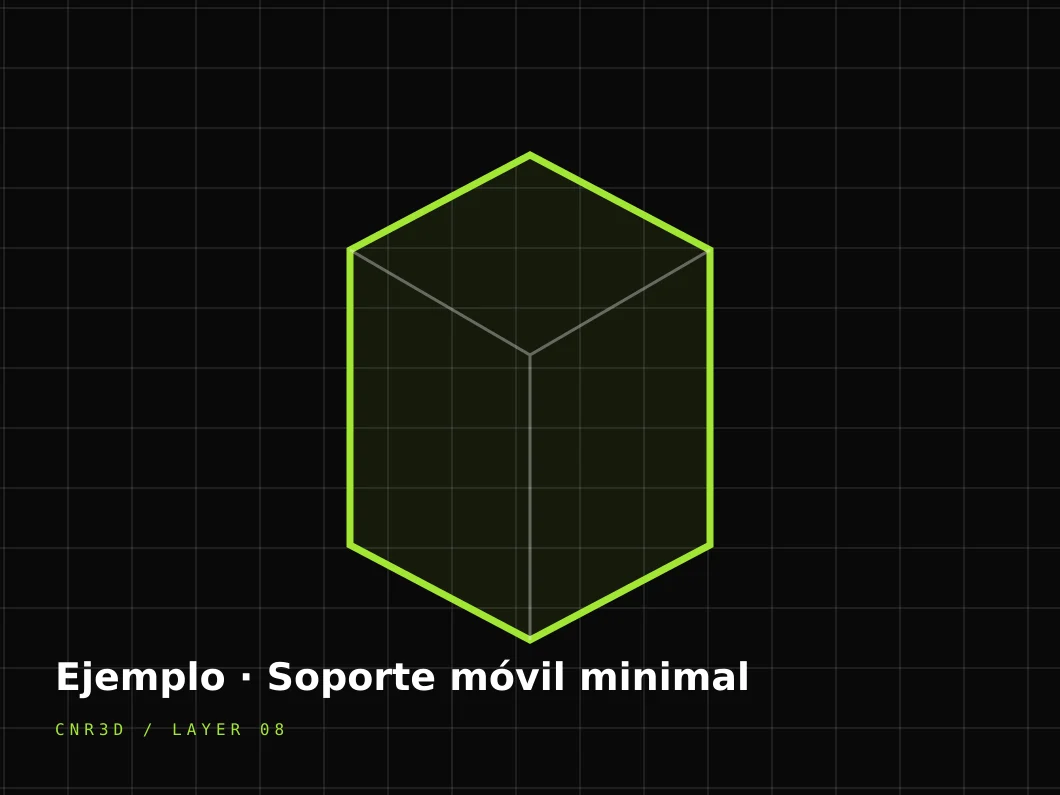 Soporte móvil minimal — ejemplo real